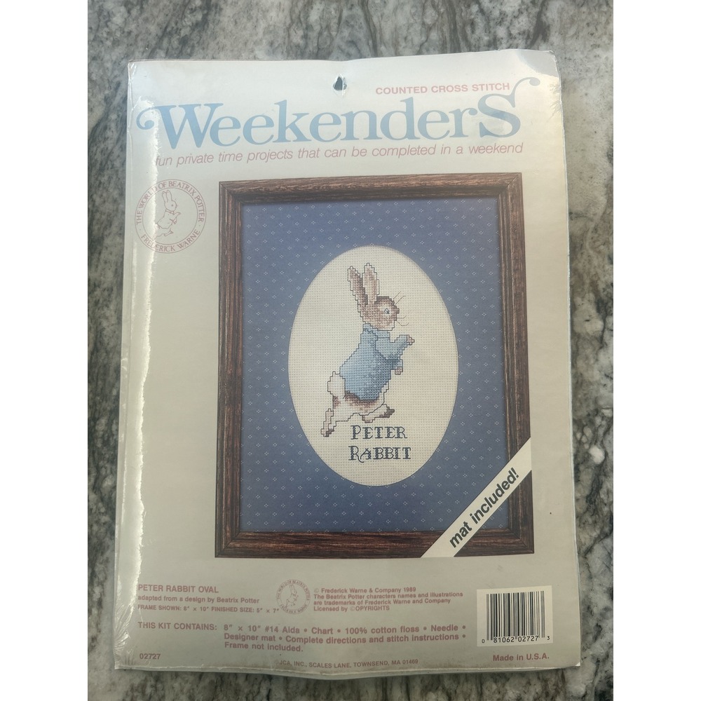 Weekenders Peter Rabbit Counted Cross Stitch Kit Beatrix Potter Vintage 1989